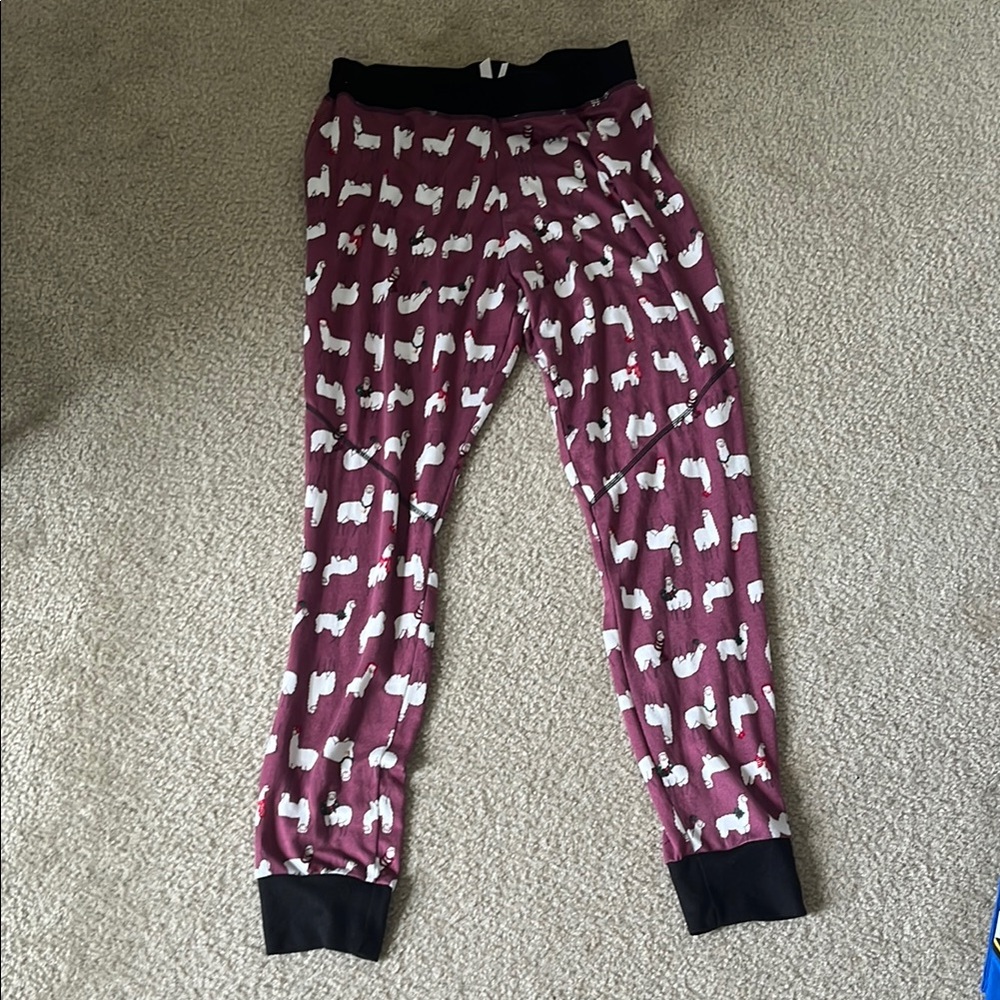 Flora Nikrooz Burgundy Llama Pajama Pants with White Pattern